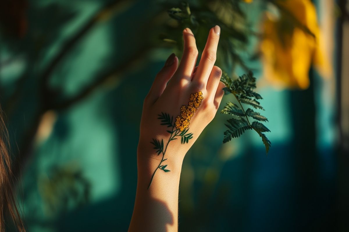 Signification cachée du tatouage mimosa et ce qu’il représente