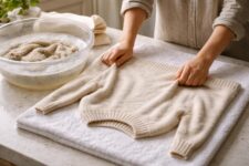 apprenez comment détendre un pull rétréci grâce à un bain tiède suivi d'un étirement contrôlé pour retrouver sa taille d'origine facilement.
