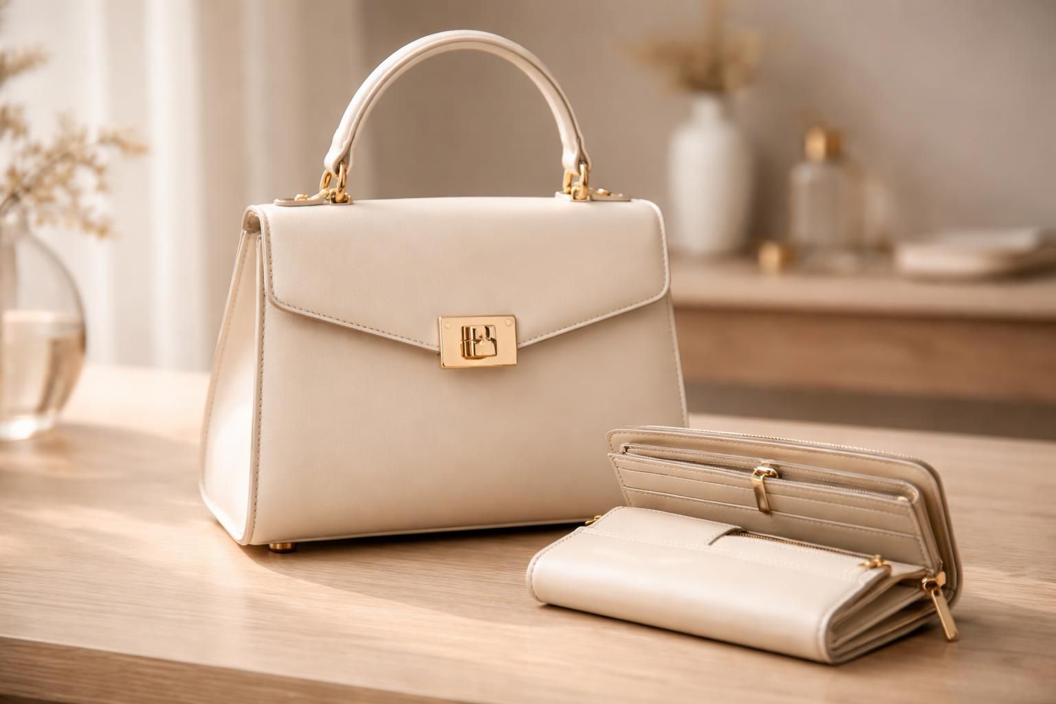 découvrez notre duo d'élégance : sac à main femme et portefeuille assorti, parfaits pour allier style et praticité au quotidien.