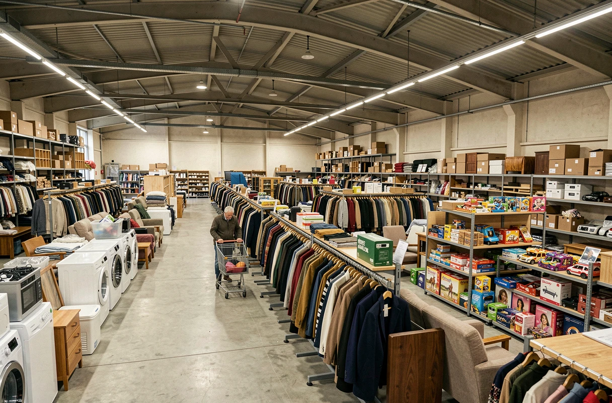 Vaste espace de vente du magasin Titi International à Metz avec un client parcourant les rayons vêtements