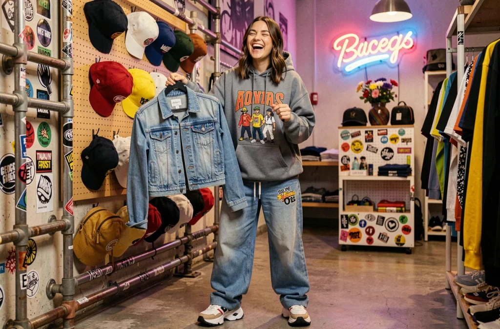 Boutique Yoomie à Poitiers, mode jeune et décontractée avec des vêtements streetwear colorés et accessoires tendance